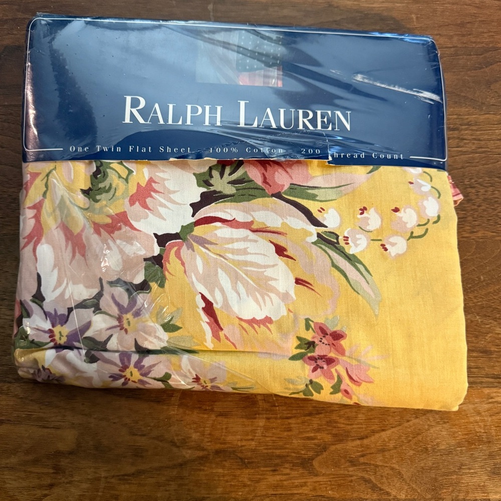 Ralph Lauren Brooke Yellow Floral Twin Flat Sheet